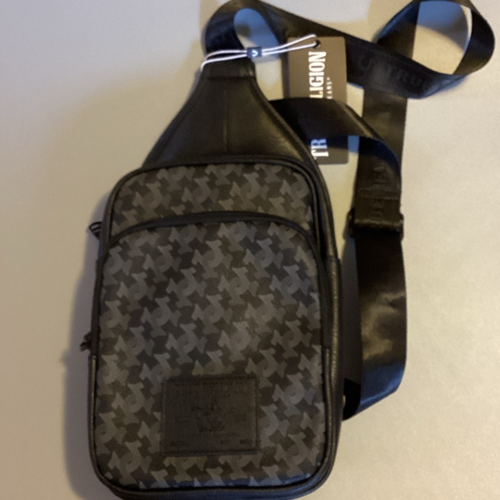 True Religion Black and Gray Men's Belt Bag